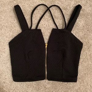 Zip front strappy crop top